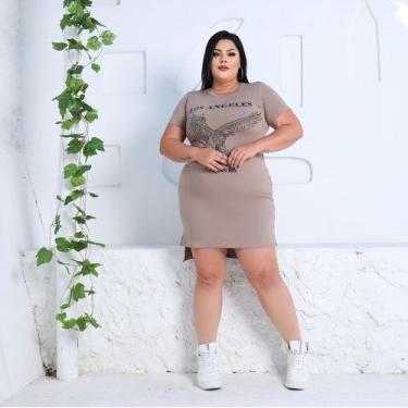 Imagem de Vestido Plus Size Califórnia Viscolycra - luh may, G, Bege