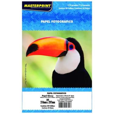 Imagem de Papel Foto A4 Glossy Brilhante 115g 500 Unidades Masterprint Cor Branc