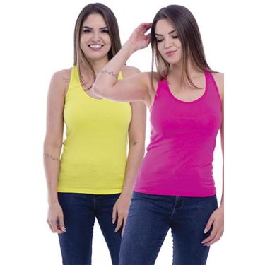 Imagem de Kit 2 Camiseta Regata Feminina TechMalhas lisa para treino combina com