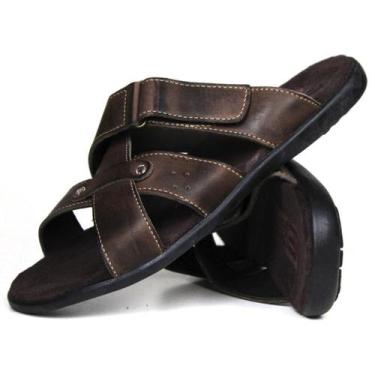 Imagem de Sandália Chinelo Casual Masculino Couro Látego - C10, Chocolate, 38