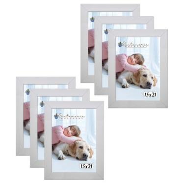 Imagem de Kit 6 Molduras Porta Retrato 15X21 Branco - Santamaria Molduras