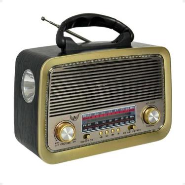 Imagem de Radio Retro Vintage AM FM Bluetooth USB Recarregavel com Lanterna  - I