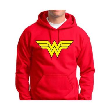 Imagem de Moletom Casaco Unissex Flanelado Mulher Maravilha - Tk Moda, Vermelho,