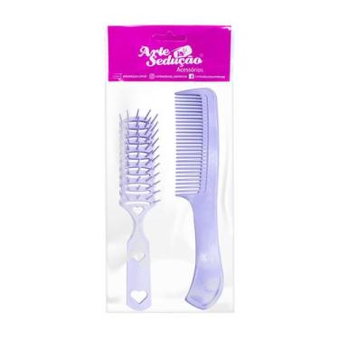 Imagem de Kit 1 Escova Desembaraça Cabelos Jacaré e 1 Pente Plástico - Arte Sedu
