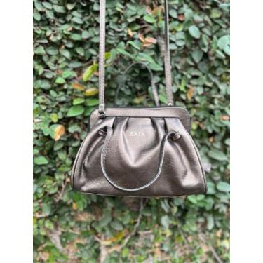Imagem de Bolsa feminina de couro transversal ônix metalizado Bianca - Bolsa de 