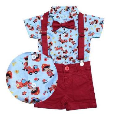 Imagem de Conjunto Estampado suspensorio Infantil Original Alfa Vermelho, Vermel