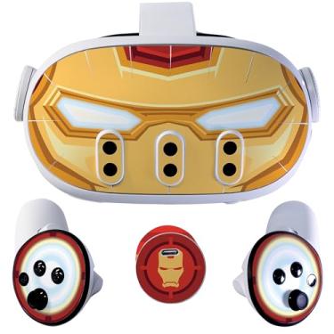 Imagem de VR Headset Iron Mask Skin and Accessories Stickers Kit Compatible with Meta Quest 3 Skin Vinyl Protective Cover Decal Compatible with Oculus Quest 3