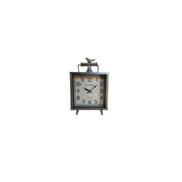 Imagem de Relogio de Mesa Analogico Quadrado Prateado Formosa - LUXdecor Casa e 