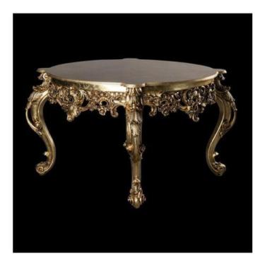 Imagem de Mesa Auxiliar Quadrada rico ENtalhes Luiz XV Folha Ouro - LUXdécor