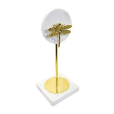 Imagem de Escultura Libelula Menor no Suporte Marmore e Metal Luxo - LUXdécor