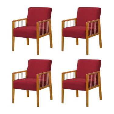 Imagem de Kit 4 Poltronas Decorativa Base em Madeira Maciça e Corda Náutica Copa