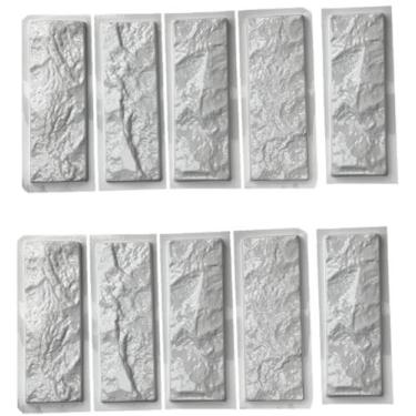 Imagem de 10 Forma 3d Tijolo Rockface Traverte 30x10cm ABS 2mm Molde 3d Para Cim