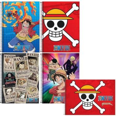 Imagem de Kit 4 Caderno Espiral One Piece + 1 Desenho 80 Fls - Tilibra, Espiral