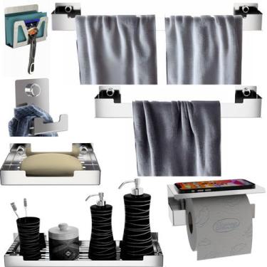 Imagem de Kit Acessórios Banheiro 7 Peças Inox Dupla Fixação SF.ELG - ShopForte