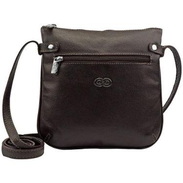 Imagem de Bolsa Transversal TULIPA em Couro Galvani, Café
