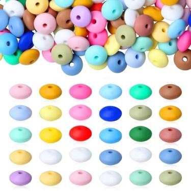 Imagem de NUKAYAI 200 contas de silicone de lentilha, 23 cores de contas de silicone de 12 mm para chaveiros, contas focais a granel para colar, pulseira, 6 esquemas de cores, contas espaçadoras para canetas