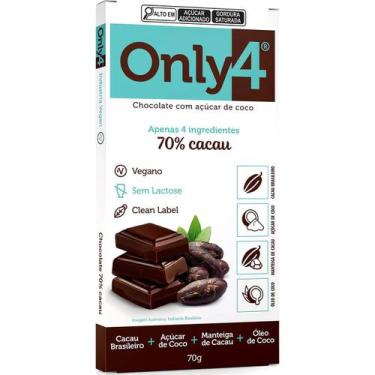 Imagem de Chocolate Only4 Puro 70% Cacau Tudo Zero Leite 70g - Vegano