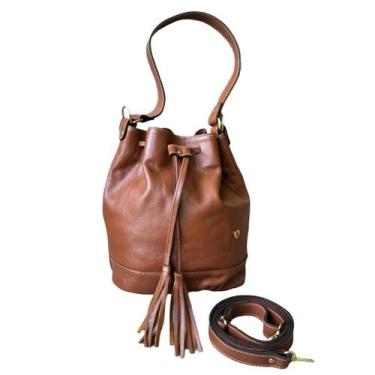 Imagem de Bolsa Feminina Saco Couro Legítimo Tiracolo Ombro Transversal Luxo Lin