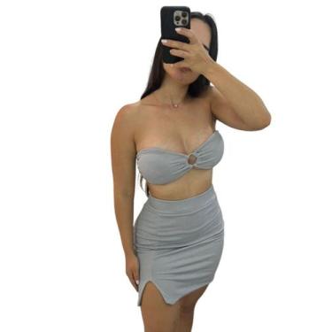 Imagem de Conjunto Cropped Feminino com Saia em tecido laurel - Missatti, Único,