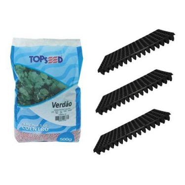 Imagem de Sementes De Coentro Verdão 500g + 3 Sementeiras 128 Células - COMBO