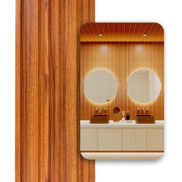 Imagem de Painel Ripado Cor: Nogueira de uso Interno em WPC Double 2,90m x 18cm