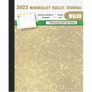 Imagem de 2022 Minimalist Bullet Journal/BUJO with Radiant golden Wavy Lines in Yellow Background Cover: Basic Bujo | Classic Bullet Journal Help You Organize ... And Dotted Pages | 240 Pages | 7.5 * 9.25