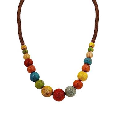 Imagem de MINACHI Boho Hippie Colar de Contas de Cerâmica Colorido Joias Boêmia Presente para Mulheres, Pedra, Sem Pedra Preciosa