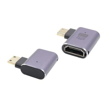 Imagem de RIIEYOCA Mini adaptador HDMI de ângulo reto de 90 graus, extensor 2.1 de alta velocidade de 48 Gbps com luzes LED para laptop, câmeras, DSLR