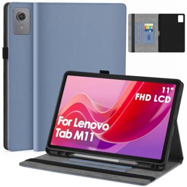 Imagem de DETUOSI Capa para tablet Lenovo Tab M11/Tab K11 LTE 27.9 cm TB-330FU/TB-330XU 2024 [não serve para 2025], capa fólio fina com suporte para caneta S, parte traseira de TPU macio, hibernar/despertar