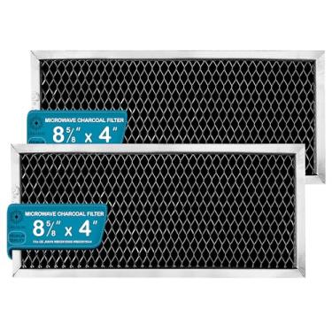 Imagem de GE JX81H, WB02X10956, WB02X11544, WB2X10956 filtro de carvão recirculante para micro-ondas compatível com GE, LG, Zenith 5230W1A011A, 5230W1A011C (feito nos EUA), 2-Pack, Silver