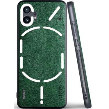 Imagem de AIORIA Capa de couro premium para celular for Nothing Phone 1 com design retrô (verde)