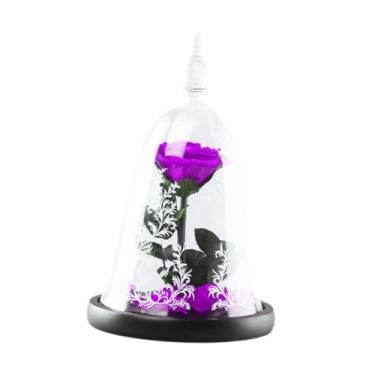 Imagem de Bothyi Presente de flor de rosa Presente romântico Presente de dia dos namorados Ornamento decorativo de mesa Rosa eterna para esposa Namorada Aniversário, Roxo