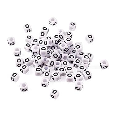 Imagem de FASHEWELRY 300 peças Cubo Branco Acrílico Letras 6 x 6 mm Letra O Contas do Alfabeto para Faça Você Mesmo, Pulseira, Colar, Joias