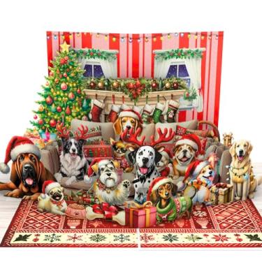 Imagem de HEARTAGS - Cartão de Natal pop-up, cartões de Natal para cães, cartão de Natal pop-up de 15 cm x 20 cm com cães para marido, esposa, filhos, mãe, filho, filha, pai, cartões de Natal para cães com