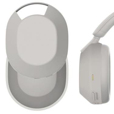 Imagem de Geekria Capa de silicone para fone de ouvido compatível com Sony WH-1000XM5, WH1000XM5, fones de ouvido sem fio, capa de proteção contra arranhões, capa de fone de ouvido (bege)
