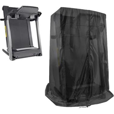 Imagem de Capa de esteira preta, capa de esteira dobrável à prova d'água ao ar livre, capa à prova de poeira para máquina de corrida dobrável em esteira com bolsa de armazenamento, 117 x 90 x 181 cm