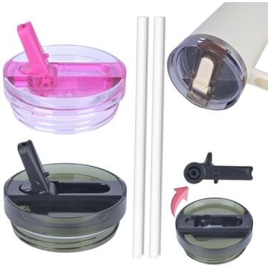 Imagem de Copo removível de 850 g para acessório Stanley Cup, tampas à prova de vazamento para copo Stanley, acessórios compatíveis com capa Stanley Cups (preto e rosa, 850 g)