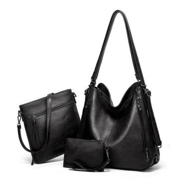 Imagem de Bolsa Feminina De Ombro Grande Couro Resistente Kit 3 Peças! - Sou Mai