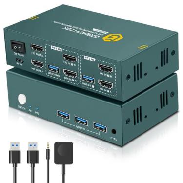 Imagem de Comutador KVM EVATEK HDMI 4K@60Hz - 2 Monitores e 2 Computadores com U