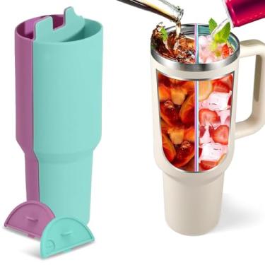 Imagem de Separador de bebidas de silicone para copo Stanley, divisor dobrável 2 em 1 de grau alimentício para acessórios Stanley 1,134 g, separadores com compartimentos duplos, forro reutilizável para suco,