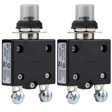 Imagem de DIYhz Disjuntor Térmico, Série 98 40A 125/250Vac Disjuntor Com Botão De Reinicialização Com Terminais De Conexão Rápida E Tampa De Botão À Prova D'Água Disjuntor De Sobrecarga Térmica De 32 Vcc - 40