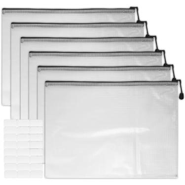 Imagem de Envelope de plástico A3 43 x 30 cm, ecológico e impermeável, ideal para organizar materiais de escritório, documentos, pacote com 6