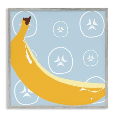 Imagem de Stupell Industries Design de arte de parede giclée emoldurado cinza banana brilhante por Daniela Santiago, 12 x 12
