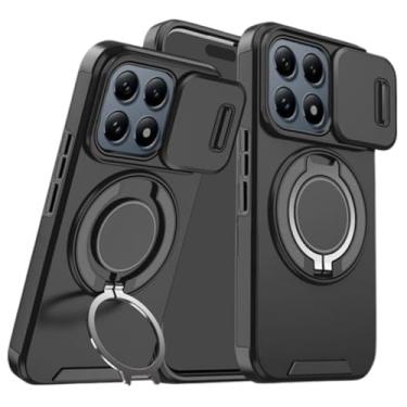 Imagem de Capa case anti impacto para XIAOMI 14T PRO (somente versão PRÓ), capinha protetora Premium antichoque super resistente com anel magnético e suporte de apoio (preto, Xiaomi 14T PRO)