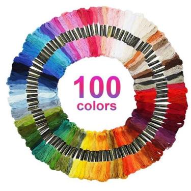 Imagem de Kit 100 Linha Meada Para Bordar Fio Ponto Cruz Bordado 100 unidades - 