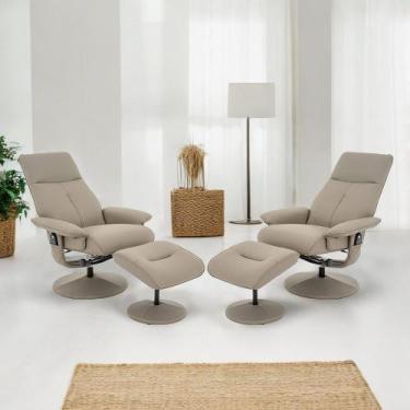 Imagem de Kit 2 Poltronas Reclinável de Massagem com Apoio de Pés e Giratória De