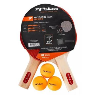 Imagem de Kit Tênis de Mesa Effect II 2 Raquetes e 3 Bolas - Poker, Preto