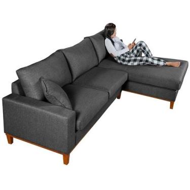 Imagem de Sofá California 4 Lugares Living Chaise Linho Lado Esquerdo - Essencia