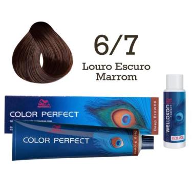 Imagem de Coloração Color Perfect 6/7 Louro Escuro Marrom + Oxi 20 Welloxon  Wel