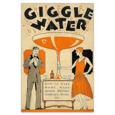 Imagem de noxozoqm Arte de parede de coquetel engraçada vintage moderno bar carrinho decoração martini vinho álcool bebida decoração de parede impressões em tela de água para bar casa cozinha 40,6 x 61